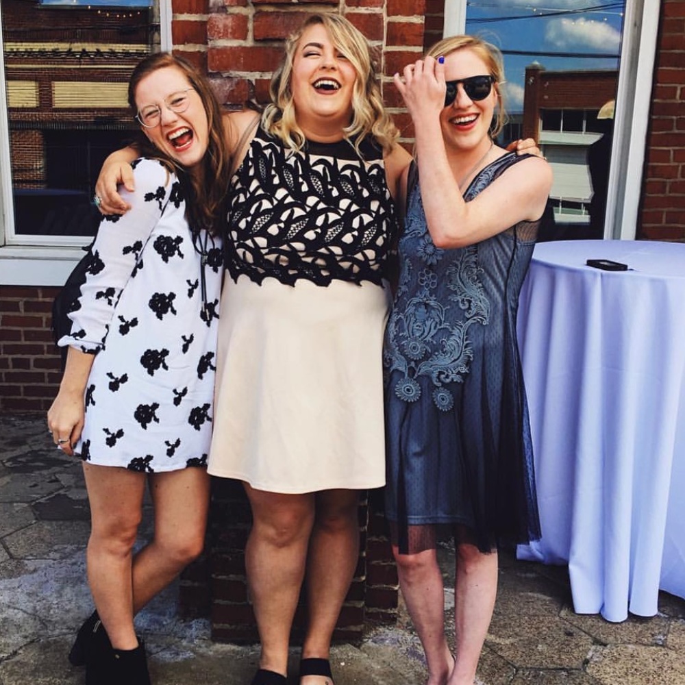 White Long Sleeved Mini Dress with Black Flowers